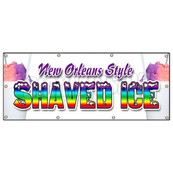 Signmission NEW ORLEANS STYLE SHAVED ICE BANNER SIGN snow cones balls fruit flavors B-96 New Orleans Style Shaved - main